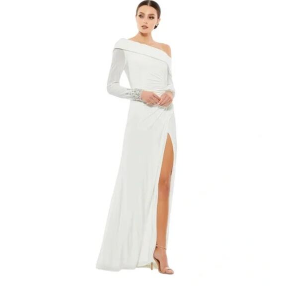 Mac Duggal White One-Shoulder Maxi Dress - Picture 9 of 9